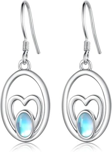 Moonstone Earrings 925 Sterling Silver Dangle Earrings For Women Girl Teens Jewelry Gifts for Mother's Day Birthday Gift, Sterling Silver, Moonstone in Kuwait
