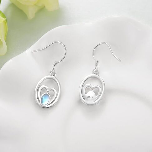 Moonstone Earrings 925 Sterling Silver Dangle Earrings For Women Girl Teens Jewelry Gifts for Mother's Day Birthday Gift, Sterling Silver, Moonstone in Kuwait