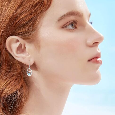 Moonstone Earrings 925 Sterling Silver Dangle Earrings For Women Girl Teens Jewelry Gifts for Mother's Day Birthday Gift, Sterling Silver, Moonstone in Kuwait