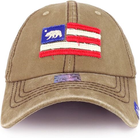 Trendy Apparel Shop California Bear Vintage Flag Embroidered Unstructured Baseball Cap in Saudi Arabia