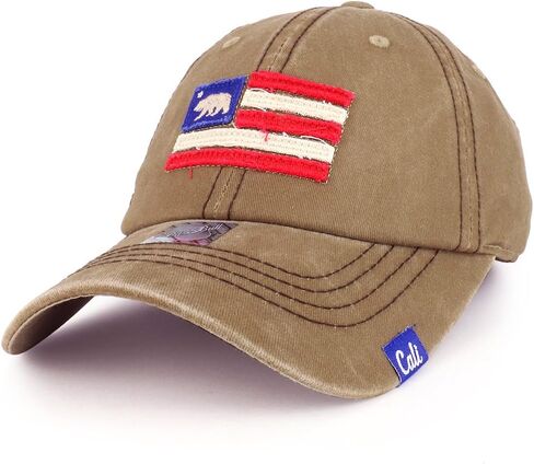 Trendy Apparel Shop California Bear Vintage Flag Embroidered Unstructured Baseball Cap in Saudi Arabia