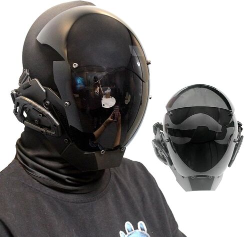 قناع بانك اسود من توساو، قناع تنكري للهالوين، مناسب للحفلات والمهرجانات الموسيقية، قناع فارس تنكري، خوذة فنية مستقبلية، قناع سايبر رائع، اكسسوارات تنكرية، قناع وجه كامل in Kuwait