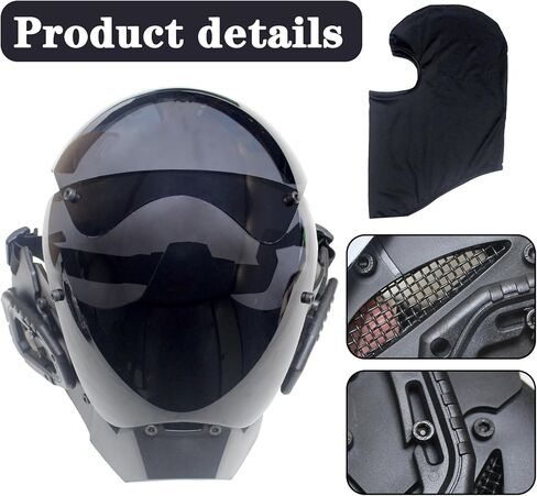 قناع بانك اسود من توساو، قناع تنكري للهالوين، مناسب للحفلات والمهرجانات الموسيقية، قناع فارس تنكري، خوذة فنية مستقبلية، قناع سايبر رائع، اكسسوارات تنكرية، قناع وجه كامل in Kuwait