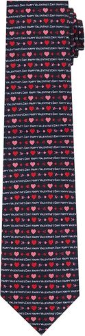 Jacob Alexander Men's Happy Valentine's Day Hearts and Love Arrows Regular Length Neck Tie - Black White Red in Saudi Arabia