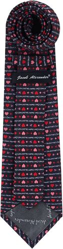 Jacob Alexander Men's Happy Valentine's Day Hearts and Love Arrows Regular Length Neck Tie - Black White Red in Saudi Arabia