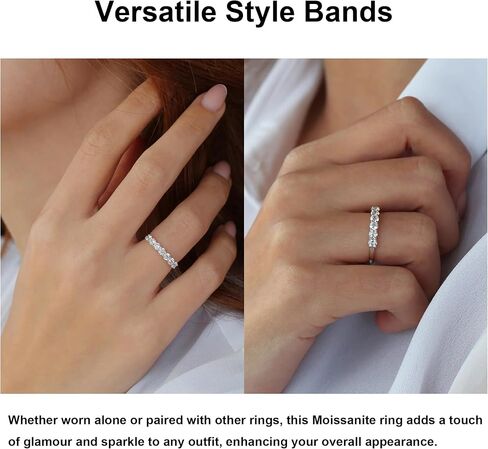 Moissanite Wedding Band Half Eternity Stackable Engagement Ring D Color VVS1 Lab Created Diamond in Saudi Arabia