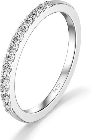 Moissanite Wedding Band Half Eternity Stackable Engagement Ring D Color VVS1 Lab Created Diamond in Saudi Arabia