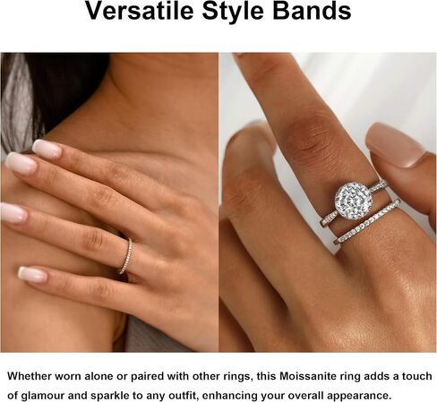Moissanite Wedding Band Half Eternity Stackable Engagement Ring D Color VVS1 Lab Created Diamond in Saudi Arabia