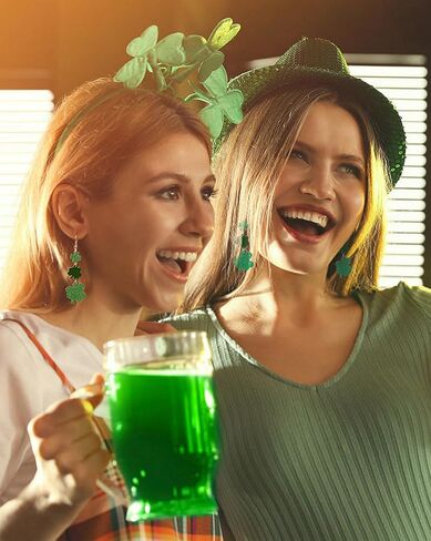 TRWWELL 6Pairs St Patrick's Day Acrylic Green Earrings for Women Leaf Lucky Shamrock Drop Earrings Rainbow Hat Clover Earrings Irish Holiday Jewelry Gift in Saudi Arabia