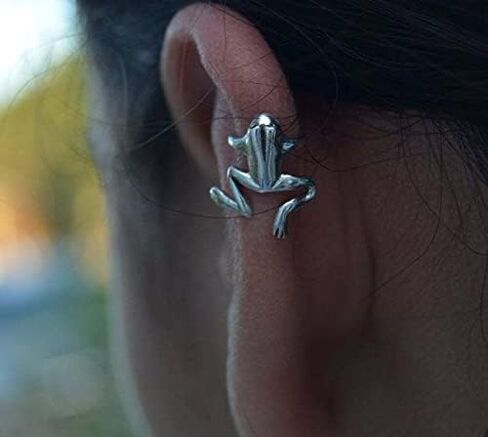 1 PCS Vintage Gold and Silver Frog Ear Cuffs Earrings Non-Pierced Cute Frogs Shaped Cartilage Clip Climber Ear Wrap Animal Earrings Frog Ear Jewelry Frog Non-Piercing Cuff Ear Clip in Saudi Arabia