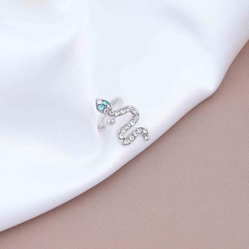 Aneneiceera Vintage Emerald Snake Cuff Earrings Silver Snake Wide Ring Helix Earrings Green Crystal Cuff Earrings Punk Non Pierced Clip on Earrings Gothic Minimalist Earcuff Earring Jewelry for Women and Girls in Saudi Arabia