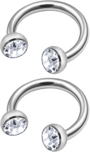MATIGA 2Pcs Surgical Steel 16 gauge ring horseshoe Piercing Jewelry Septum Daith Eyebrow Tragus Cartilage 3mm Crystal More Choices in Saudi Arabia