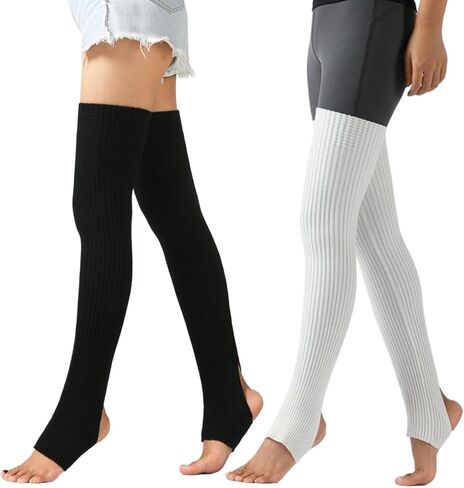 زوجان من جوارب تدفئة الساق النسائية، جوارب عالية فوق الركبة مع جوارب متماسكة للساق للباليه واليوجا واللياقة البدنية وحفلات الثمانينيات والتسعينيات in Kuwait