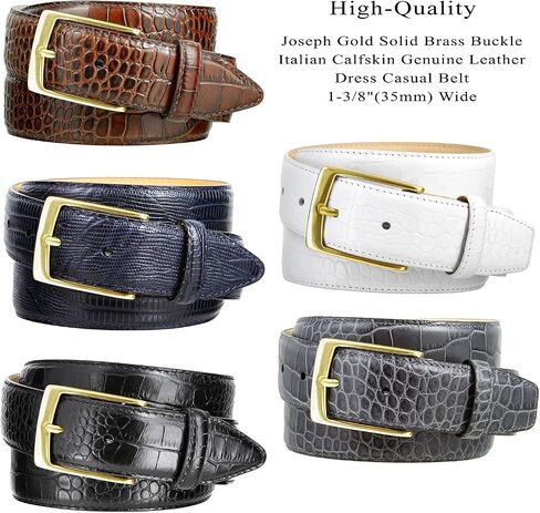 Italian Calfskin Dress Belt Gold Buckle 1-3/8''(35mm) Wide, 1"(25mm) Wide, Multi-Style Options in Saudi Arabia