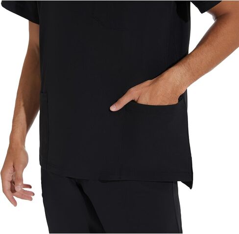 COZYFIT Scrub Top للرجال - مقشر رقبة على شكل حرف V قابل للتمدد مع 3 جيوب، مقشر مضاد للتجاعيد للرجال in Kuwait