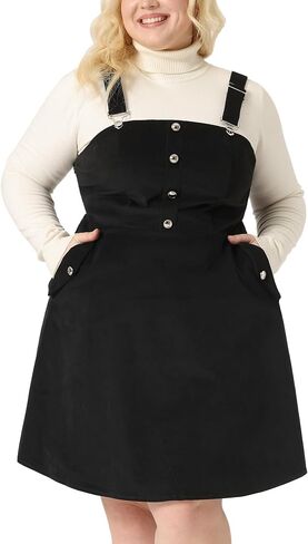 Agnes Orinda Plus Size Corduroy Pinafore Short Dress for Women Adjustable Strap Overall Dress Suspender Skirt in Saudi Arabia