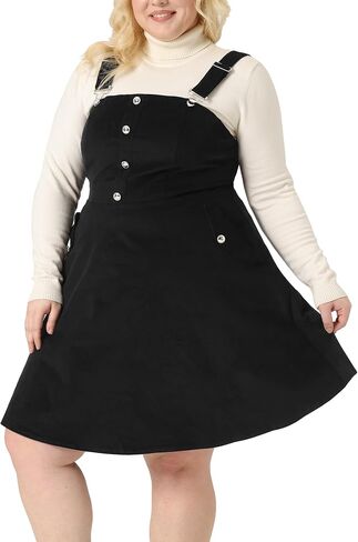 Agnes Orinda Plus Size Corduroy Pinafore Short Dress for Women Adjustable Strap Overall Dress Suspender Skirt in Saudi Arabia
