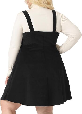 Agnes Orinda Plus Size Corduroy Pinafore Short Dress for Women Adjustable Strap Overall Dress Suspender Skirt in Saudi Arabia