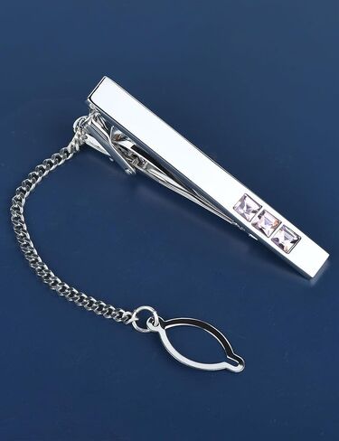 Men's Classic Luxury Zircon Crystal Tie Clip Silver Tone Light Brass Regular Necktie Tie Clip for Wedding Groomsmen Grooms Business Anniversary in Saudi Arabia