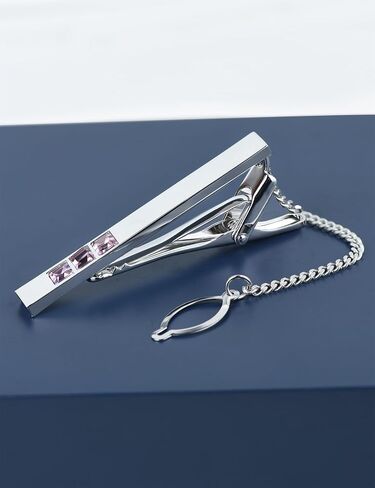 Men's Classic Luxury Zircon Crystal Tie Clip Silver Tone Light Brass Regular Necktie Tie Clip for Wedding Groomsmen Grooms Business Anniversary in Saudi Arabia