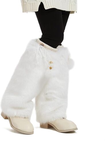 Fur Leg Warmers Furry Faux Fur Winter Leggings Boot Cuffs Toppers for Women in Saudi Arabia
