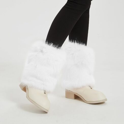 Fur Leg Warmers Furry Faux Fur Winter Leggings Boot Cuffs Toppers for Women in Saudi Arabia