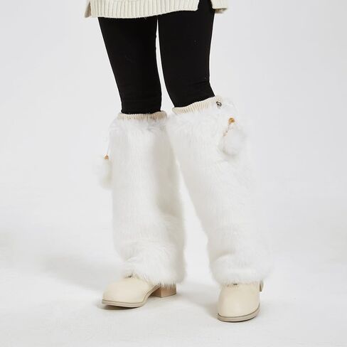 Fur Leg Warmers Furry Faux Fur Winter Leggings Boot Cuffs Toppers for Women in Saudi Arabia