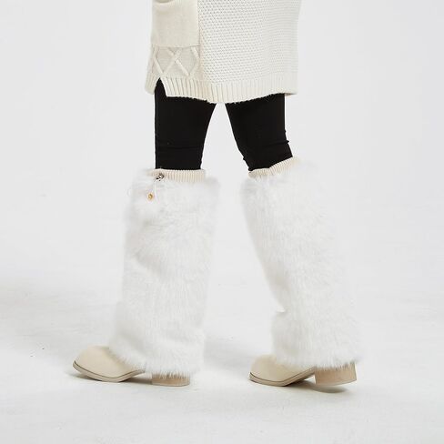 Fur Leg Warmers Furry Faux Fur Winter Leggings Boot Cuffs Toppers for Women in Saudi Arabia