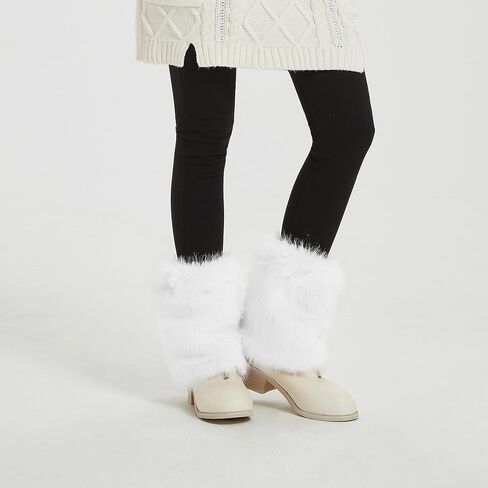 Fur Leg Warmers Furry Faux Fur Winter Leggings Boot Cuffs Toppers for Women in Saudi Arabia
