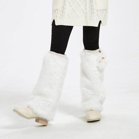 Fur Leg Warmers Furry Faux Fur Winter Leggings Boot Cuffs Toppers for Women in Saudi Arabia