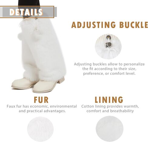Fur Leg Warmers Furry Faux Fur Winter Leggings Boot Cuffs Toppers for Women in Saudi Arabia