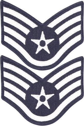 Air Force Staff Sergeant E5 Color Embroidered Enlisted Rank - Large Male Pair Dress Blue in Saudi Arabia