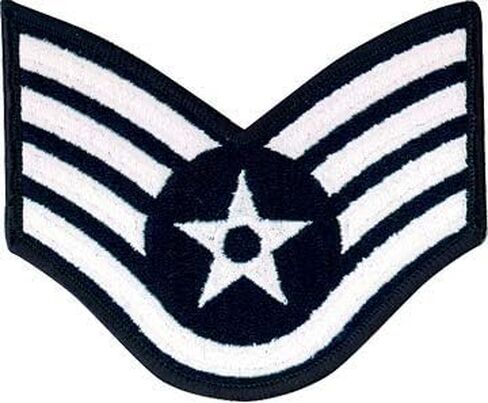 Air Force Staff Sergeant E5 Color Embroidered Enlisted Rank - Large Male Pair Dress Blue in Saudi Arabia