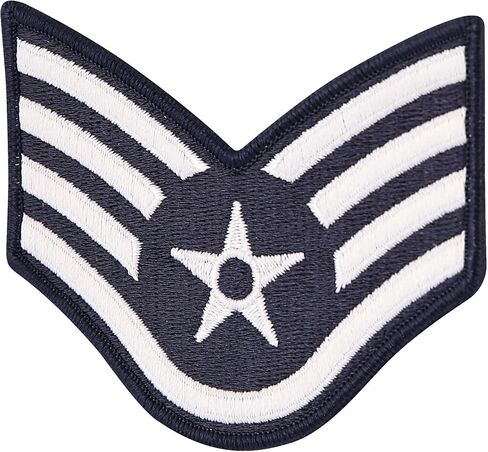 Air Force Staff Sergeant E5 Color Embroidered Enlisted Rank - Large Male Pair Dress Blue in Saudi Arabia
