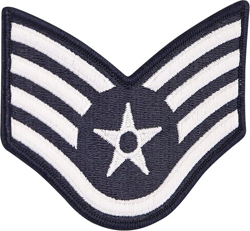 Air Force Staff Sergeant E5 Color Embroidered Enlisted Rank - Large Male Pair Dress Blue in Saudi Arabia