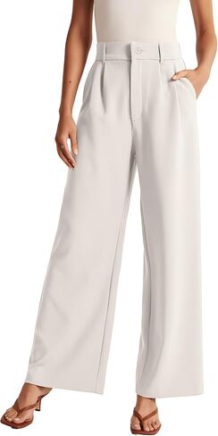 Womens Wide Leg Pants High Waisted Business Casual Summer Dress Pants Palazzo Long Work Trousers with Pockets in Saudi Arabia