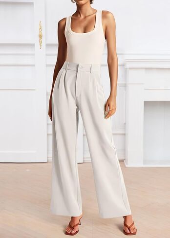 Womens Wide Leg Pants High Waisted Business Casual Summer Dress Pants Palazzo Long Work Trousers with Pockets in Saudi Arabia