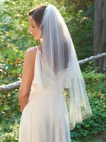 طرحة زفاف Easedaily Bride قصيرة الخصر بطول 1 طبقة من تول الزفاف وإكسسوارات الشعر مع مشط وحافة مقصوصة (28 بوصة) in Kuwait