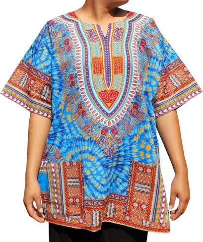 قميص RaanPahMuang الأفريقي الساطع أنقرة Dashiki طباعة فنية مع جيوب in Saudi Arabia