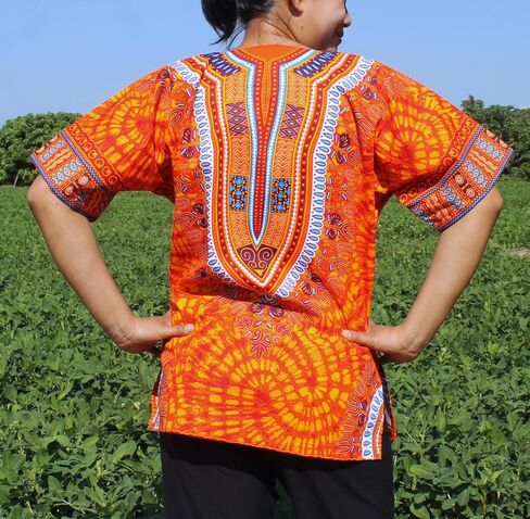 قميص RaanPahMuang الأفريقي الساطع أنقرة Dashiki طباعة فنية مع جيوب in Saudi Arabia