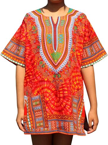 قميص RaanPahMuang الأفريقي الساطع أنقرة Dashiki طباعة فنية مع جيوب in Saudi Arabia