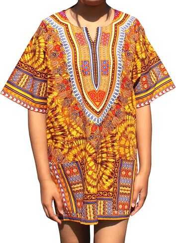قميص RaanPahMuang الأفريقي الساطع أنقرة Dashiki طباعة فنية مع جيوب in Saudi Arabia