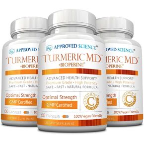 معتمد من Science® Turmeric MD - مع BioPerine و95% من كركمينات الكركم الموحد - صحة المفاصل واليومية - 180 كبسولة (كمية تكفي لمدة 3 أشهر) in Kuwait