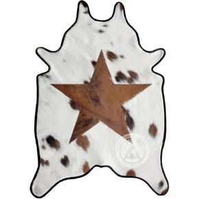 Genuine Mini Cowhide Rug Tricolor Small Hair on Cow Hide 24 x 35 inches 90 x 60 cm
