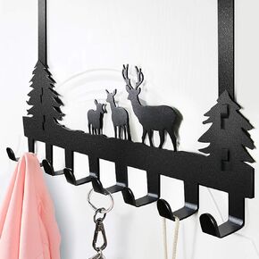 Over The Door Hooks for Hanging Coat Rack Towel Hook Metal Door Hanger Hook Black Coat Hook for Hat,Clothes,Keys,Pet Leash,Umbrella