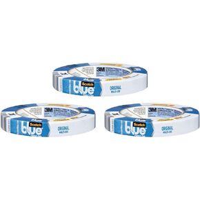 3M Scotch-Blue 2090 Safe-Release Crepe Paper Multi-Surfaces Painters Masking Tape, 27 lbs/in Tensile Strength, 60 yds Length x 3/4" Width, Blue (Pack of 3)