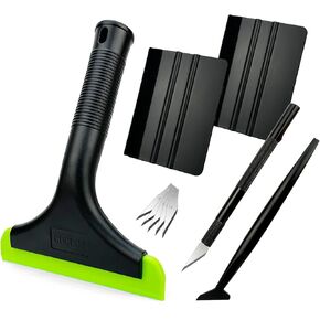 CARTINTS Install Window Film Tint Squeegee Kit, with 7.5in Long Silicone Squeegee, 4in Wrap Squeegee, Cutter & Blades, Micro Squeegee