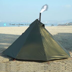 خيمة Hipier لشخص واحد خفيفة الوزن خيمة ساخنة من نوع Teepee مع فتحة فرن للفصول الأربعة مقاومة للماء للتخييم والتنزه والصيد وصيد الأسماك على ظهره