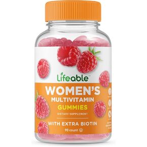 Lifeable Multivitamin for Women - Great Tasting Natural Flavor, non-GMO, Gluten Free, Vegetarian - with Vitamin A, C, D, E, Niacin, B6, Folate, B12, Biotin, Pantothenic Acid, Iodine, Zinc - 90 Gummies