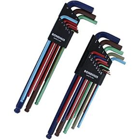 Bondhus 69600 Ball End DoublePK L-Wrench Set w/ColorGuard, 13 Piece